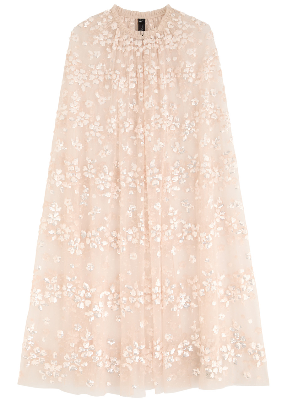 Needle & Thread Maeve Sequin-embellished Tulle Cape - Light Pink - S/M (UK10-12 / M)