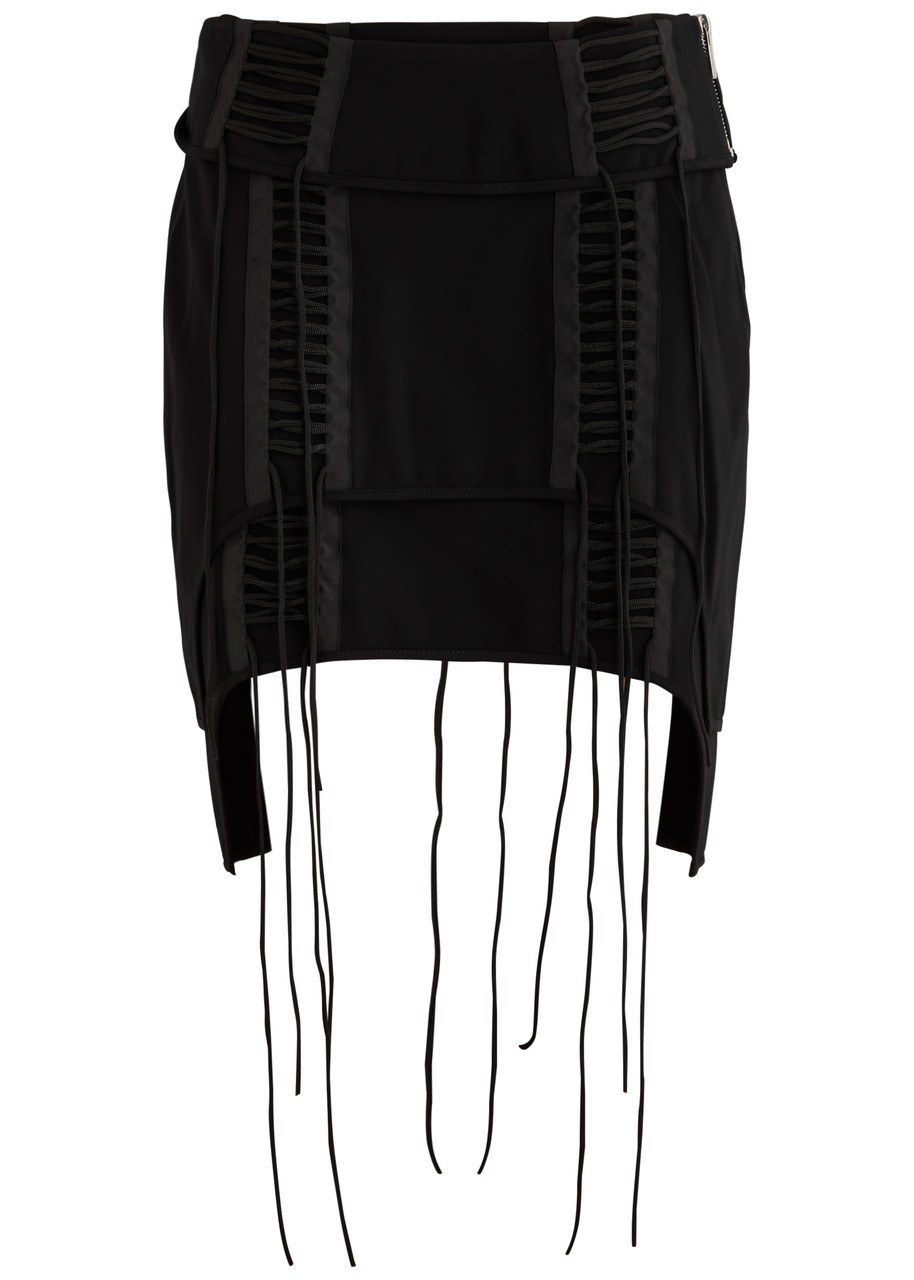 Helmut Lang Aviator Layered Stretch-jersey Mini Skirt - Black