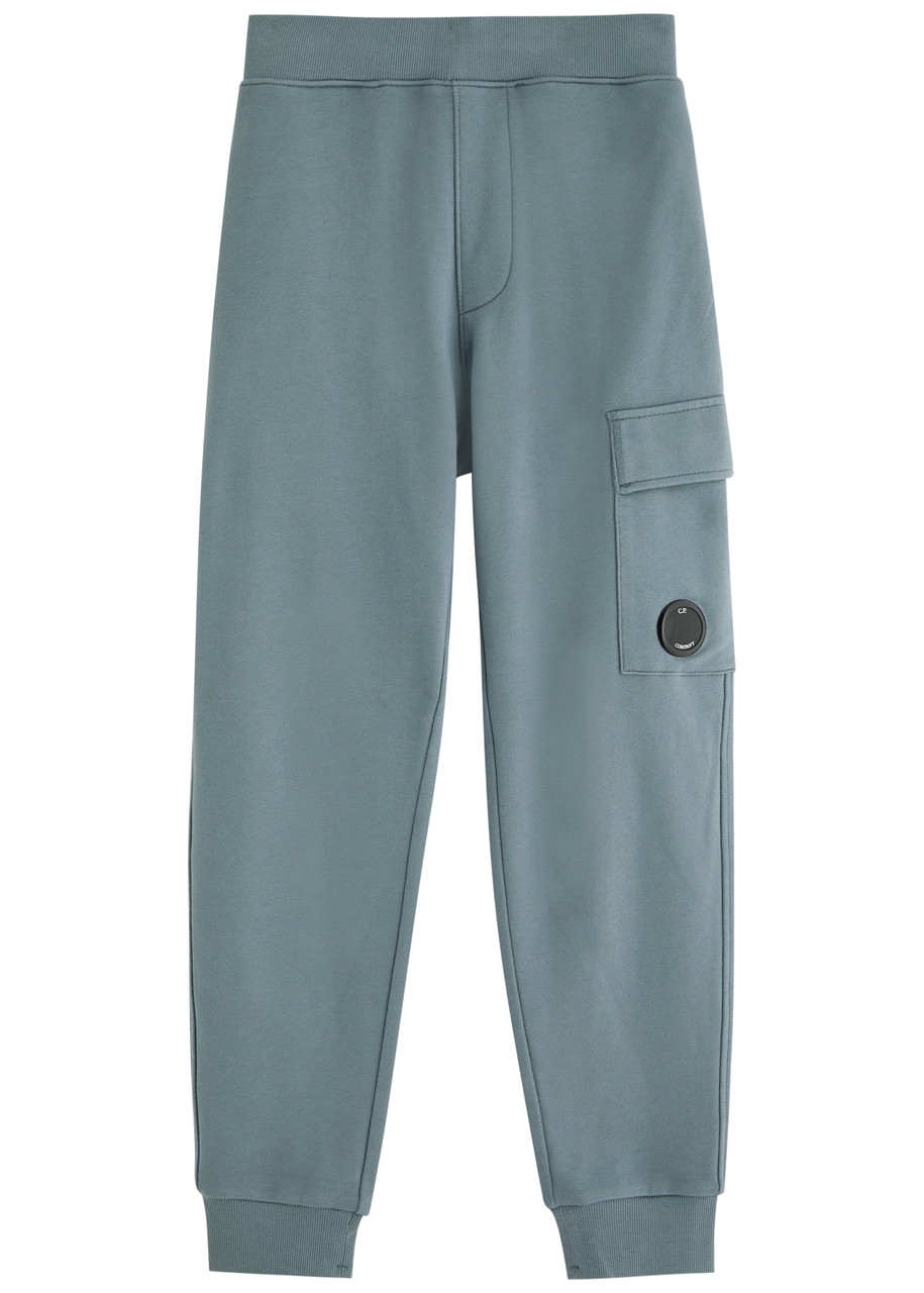 C.p. Company Diagonal Raised Cotton Sweatpants In Blue