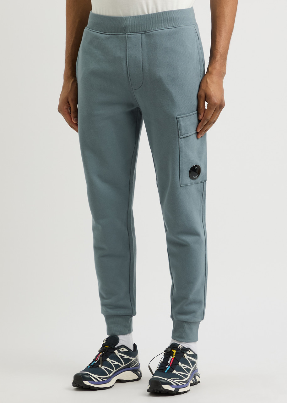 C.p. Company Diagonal Raised Cotton Sweatpants In Blue