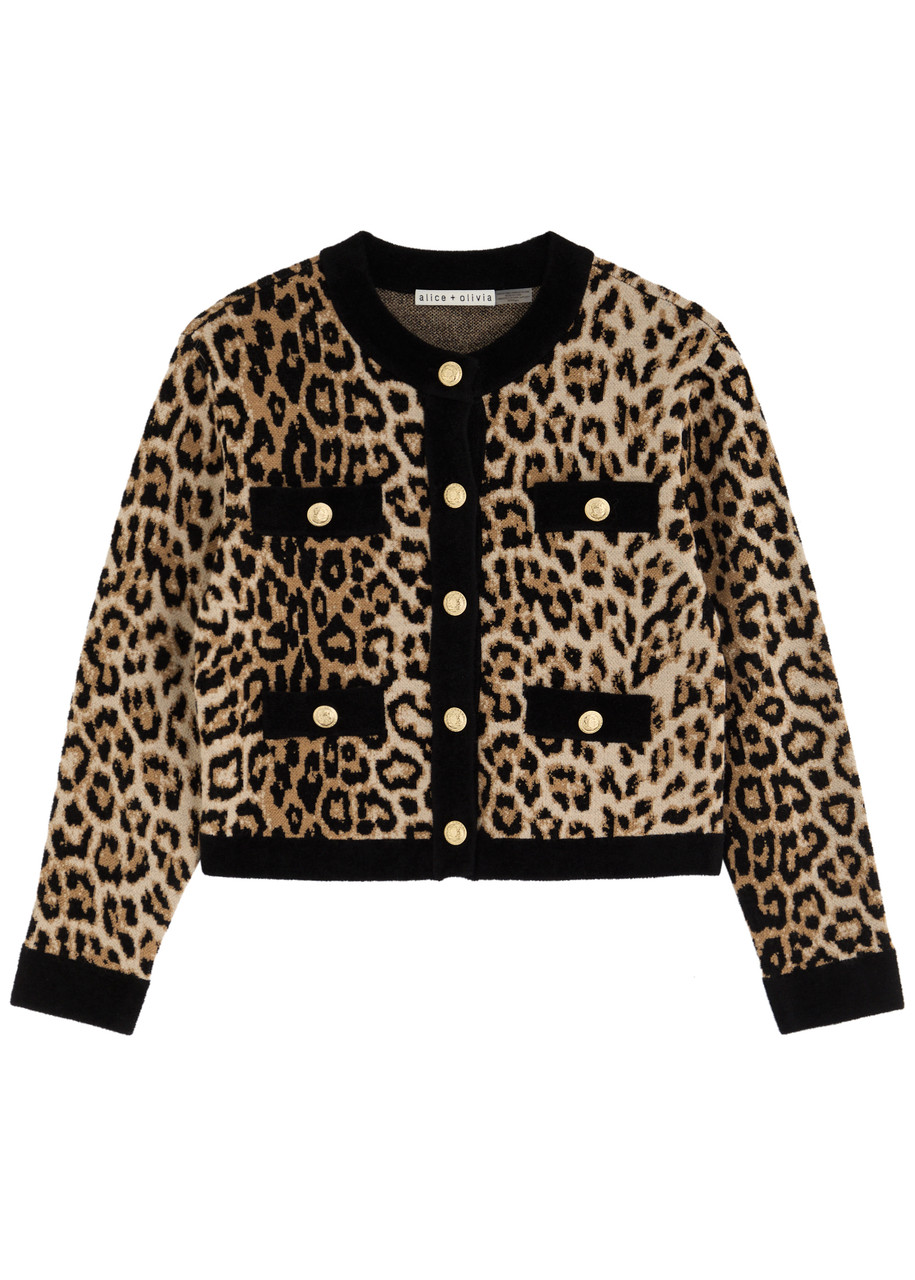 Alice And Olivia Claira Leopard Cardigan In Leopard