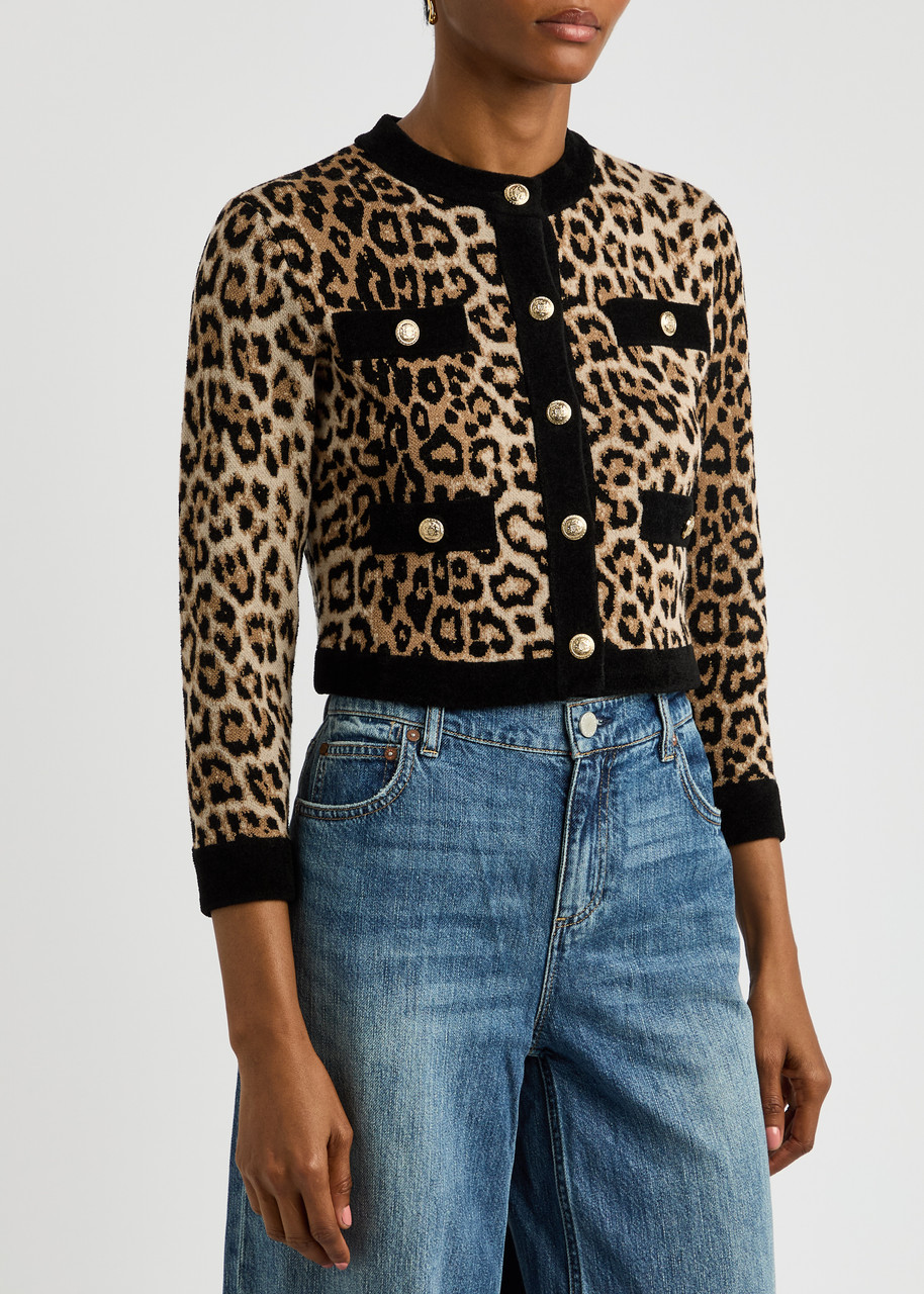 Alice And Olivia Claira Leopard Cardigan In Leopard