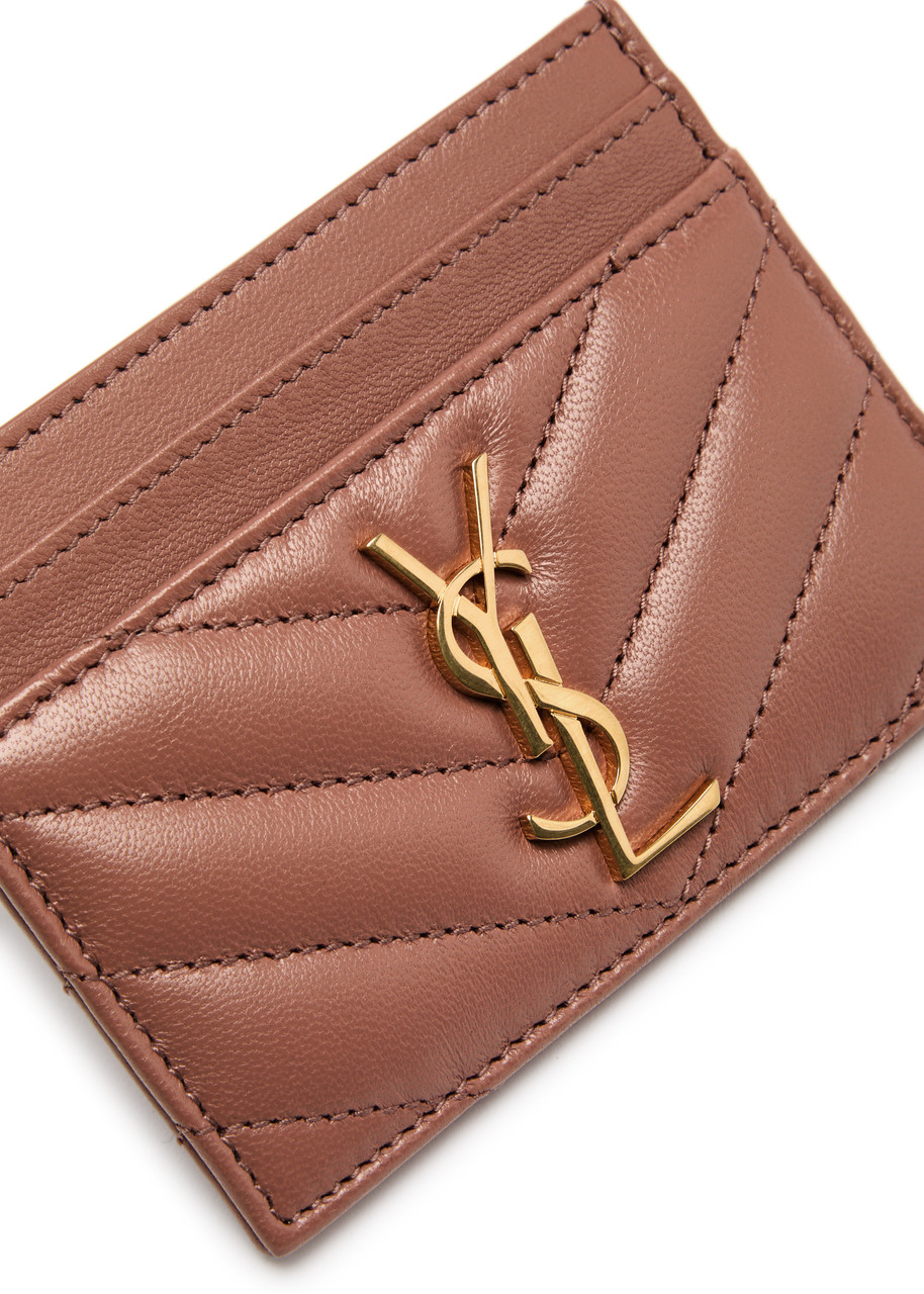  Saint Laurent Cassandre Quilted Leather Card Holder - Rose - One Size 