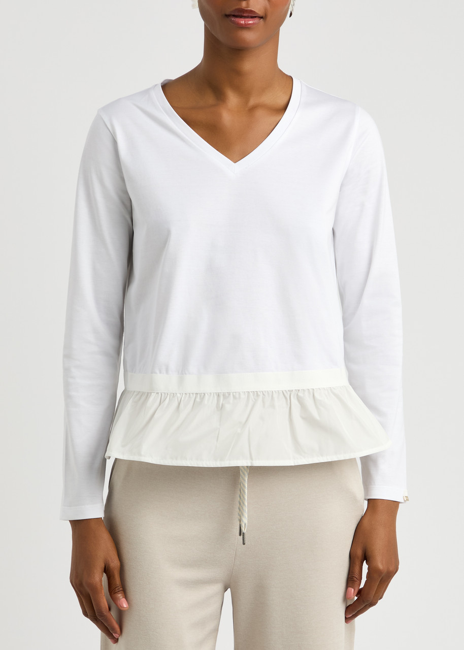Herno Ruffle-trimmed Cotton Top In White