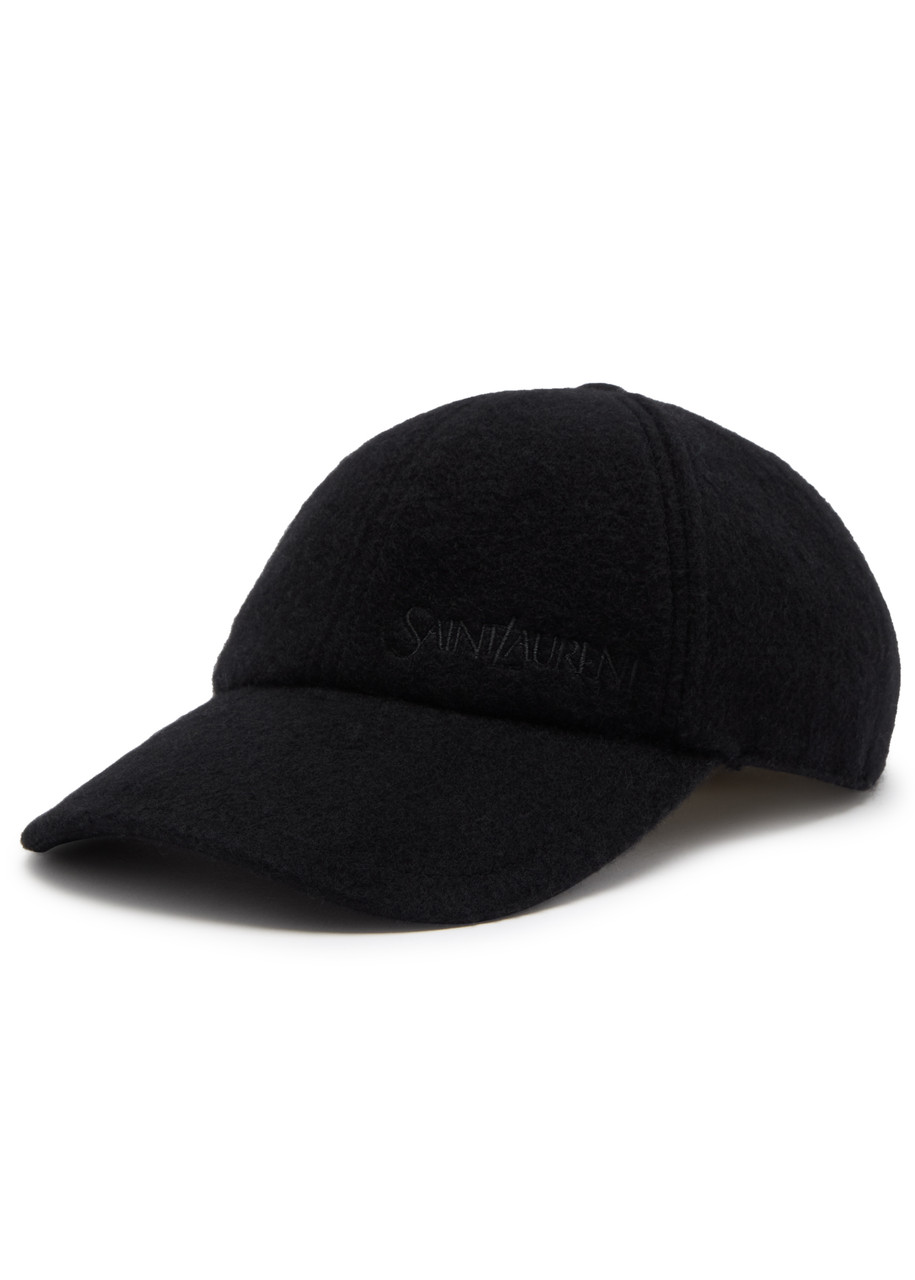 Saint Laurent Logo-embroidered Cashmere Cap In Black