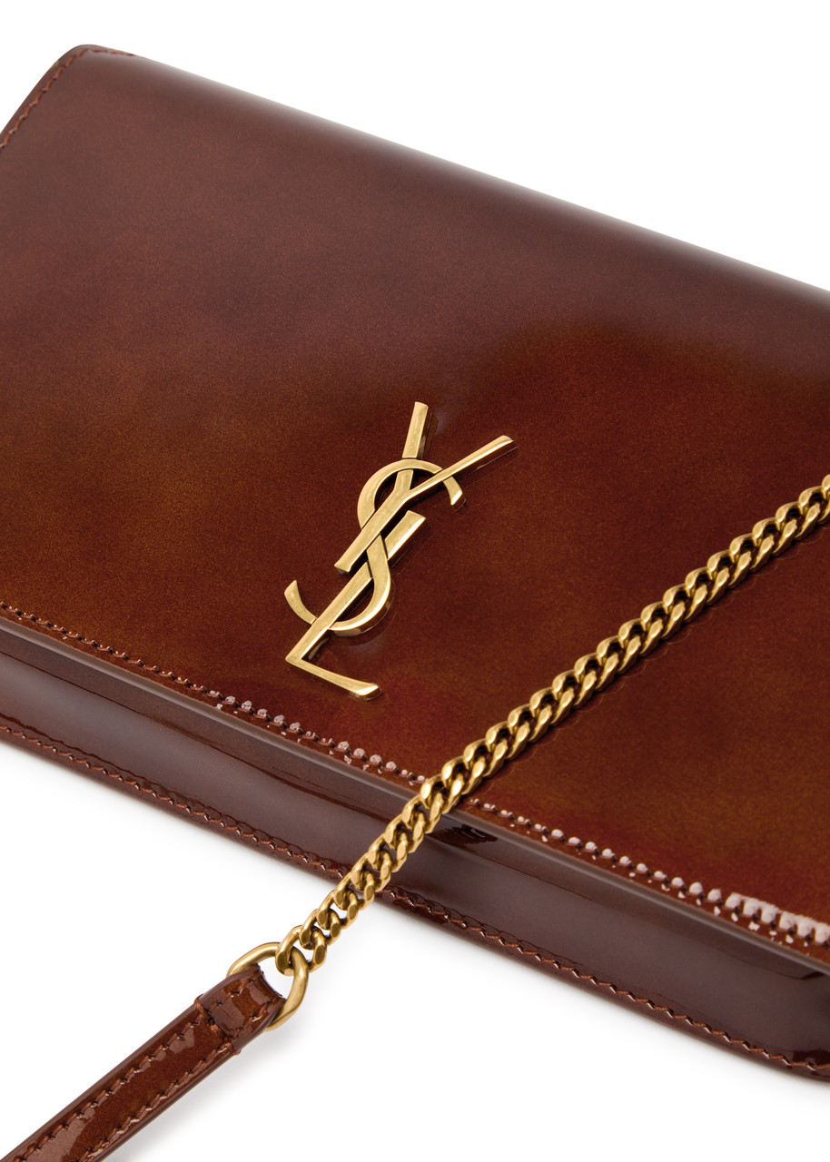  Saint Laurent Cassandre Patent Leather Phone Case - Brown - One Size 