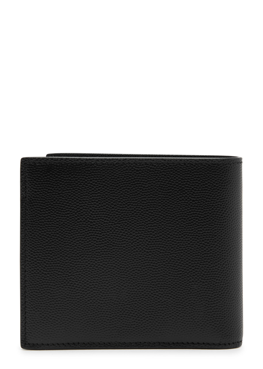Saint Laurent East/west Pebbled Leather Wallet In Black