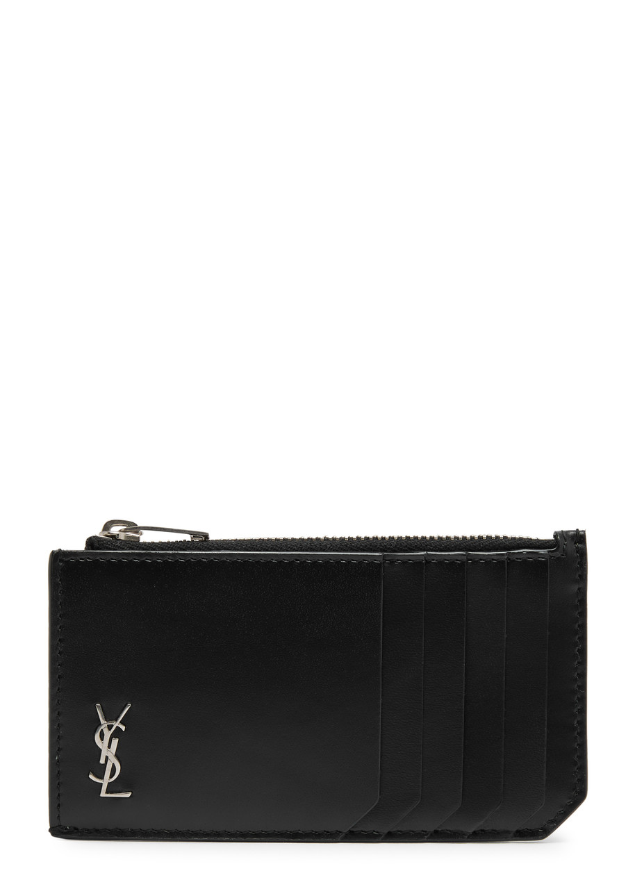 Saint Laurent Tiny Cassandre Fragments Cardholder In Black
