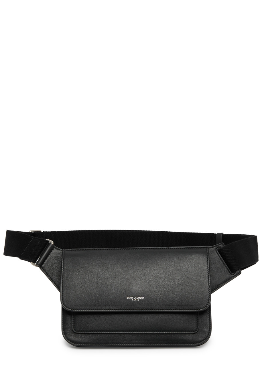 Saint Laurent Leather Belt Bag In Black