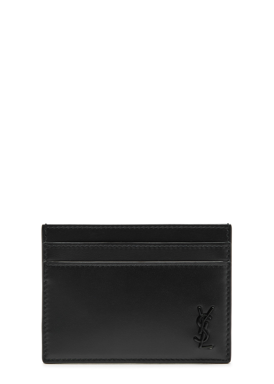 Saint Laurent Cassandre Leather Card Holder - Black - One Size