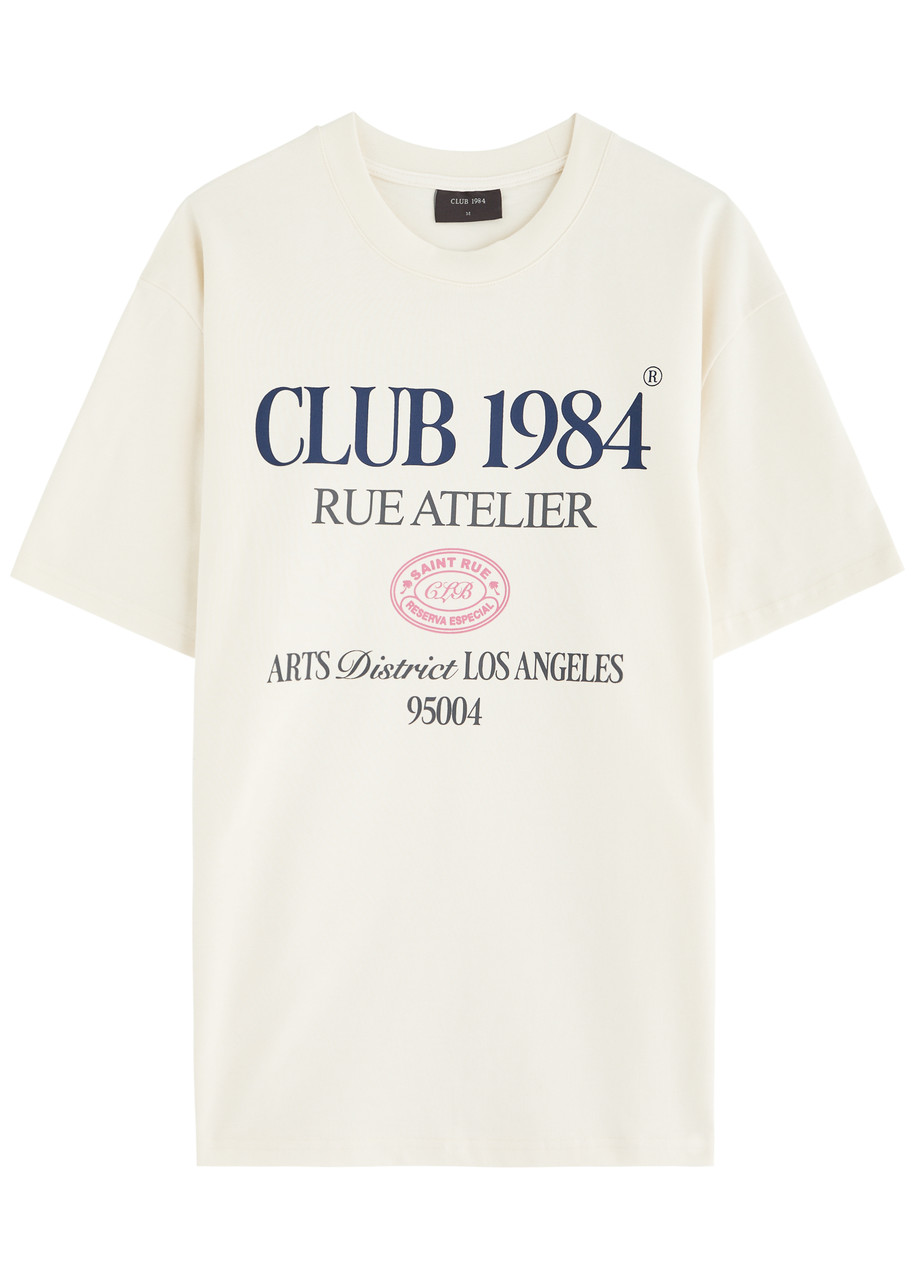 Club 1984 Art District Printed Cotton T-shirt In Off White
