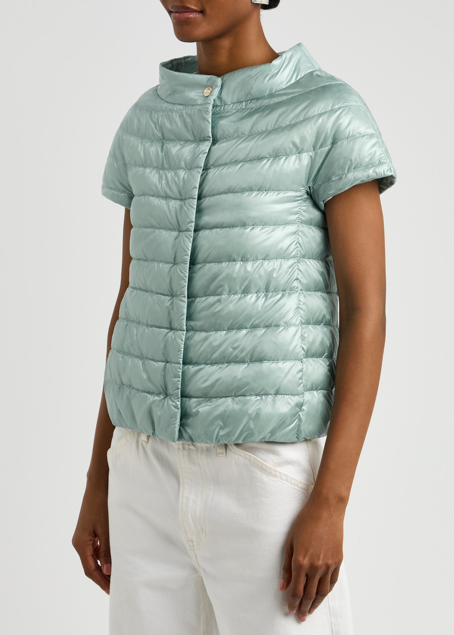 Herno Quilted Shell Gilet In Light Blue