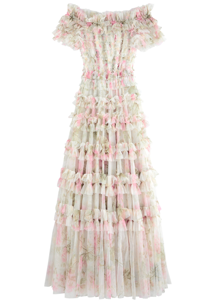 Needle & Thread Rose Lisette Off-the-shoulder Ruffled Tulle Gown - Pink