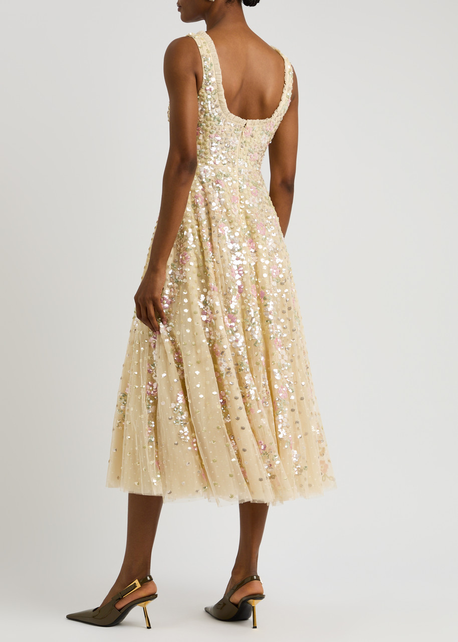  Needle & Thread Confetti Embellished Tulle Gown - Yellow - 12 (uk12 / M) 
