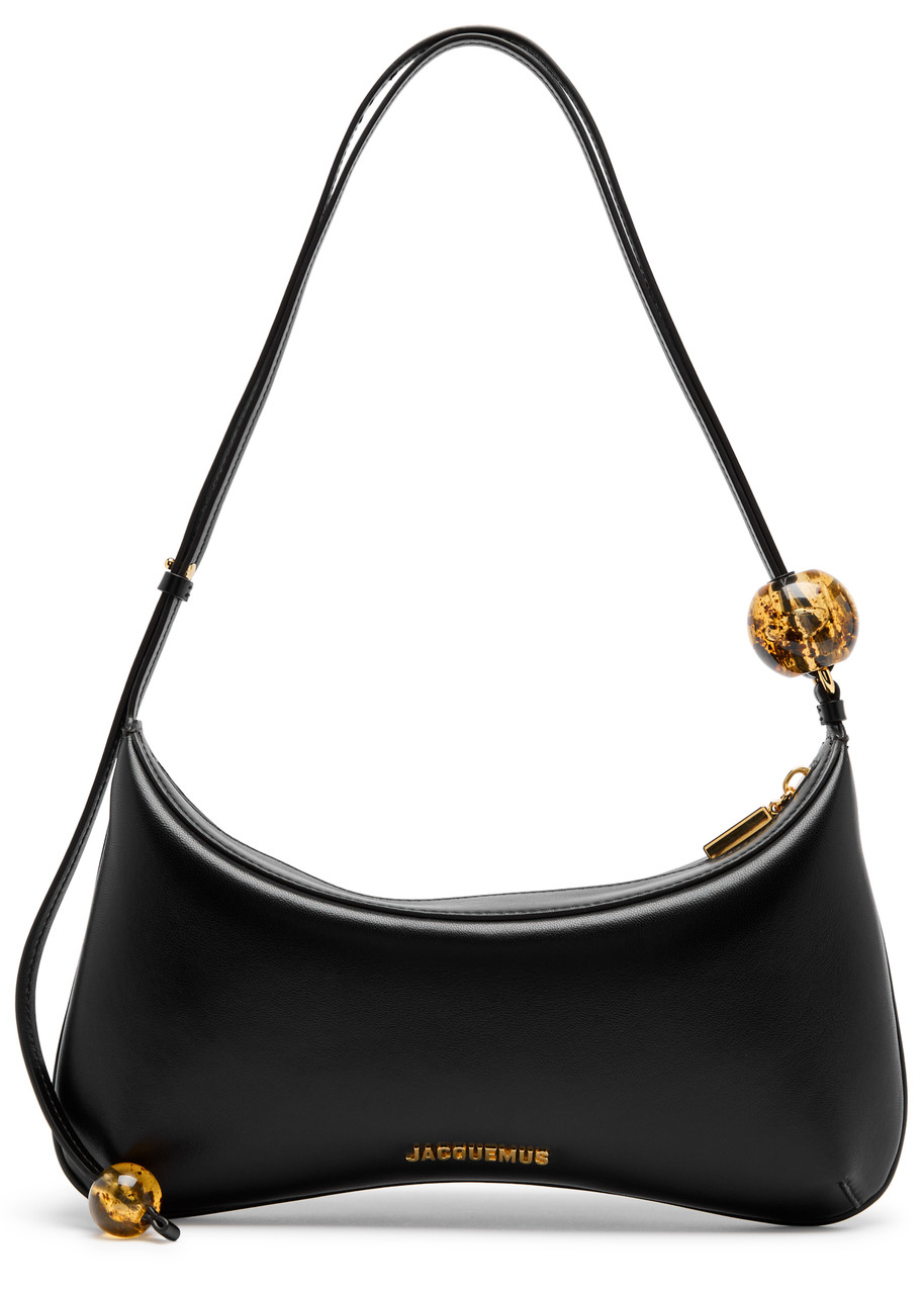Jacquemus Le Grand Bisou Perle Leather Shoulder Bag In Black