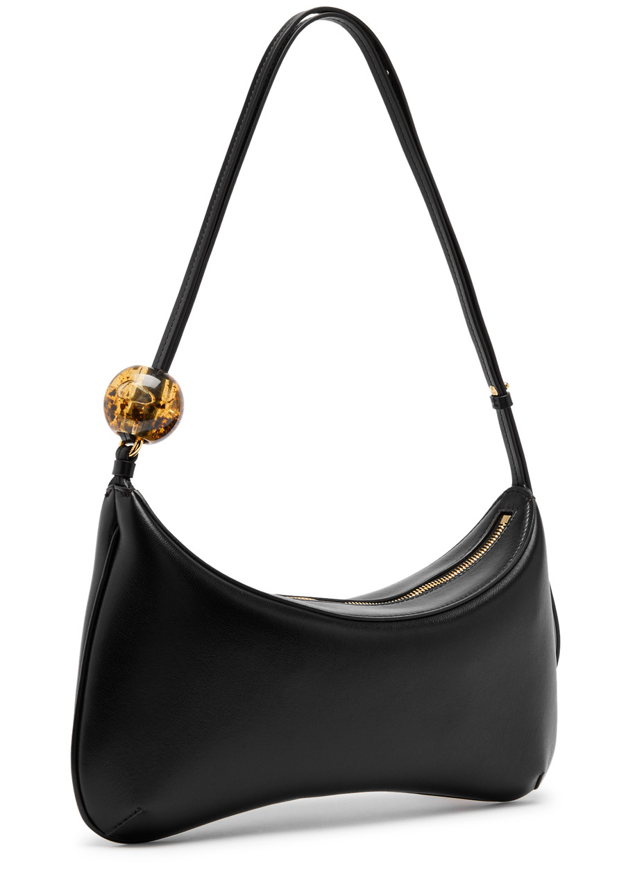 Jacquemus Le Grand Bisou Perle Leather Shoulder Bag In Black
