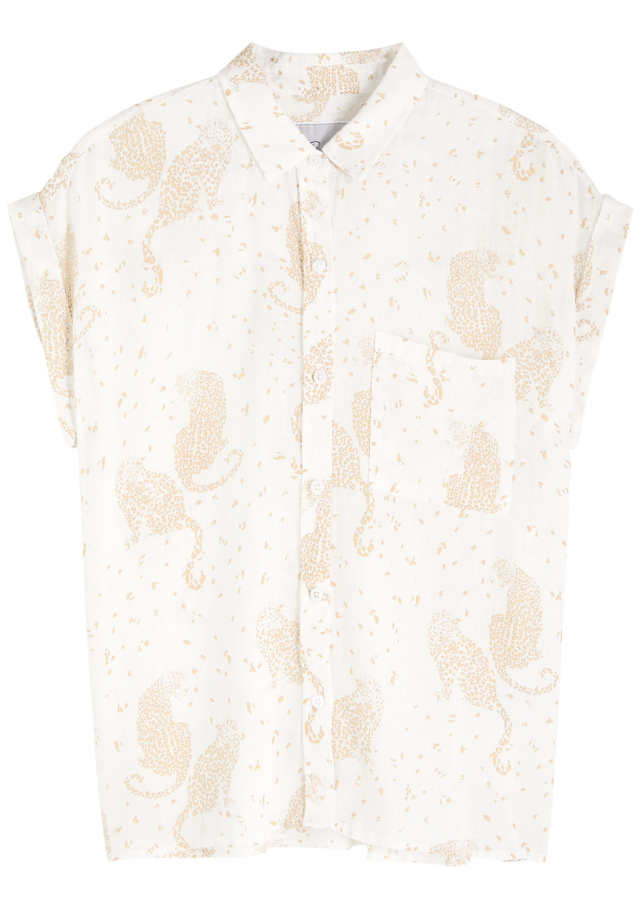 Rails Whitney Printed Linen-blend Shirt In White