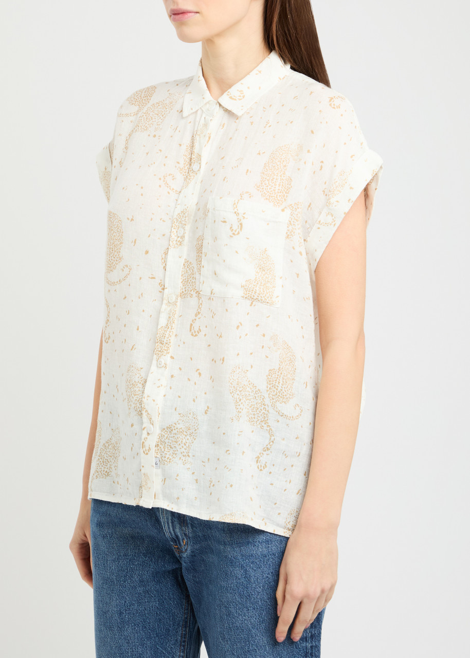 Rails Whitney Printed Linen-blend Shirt In White