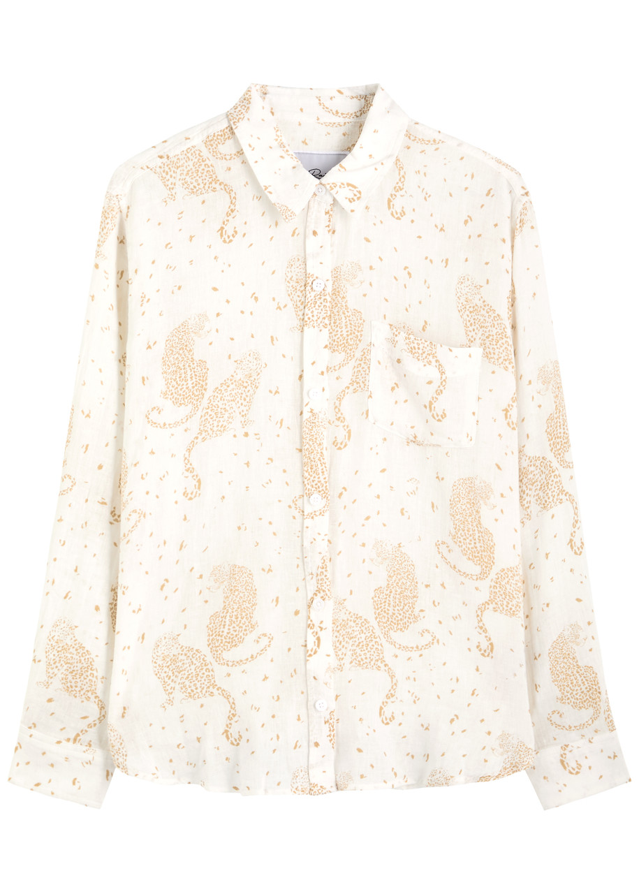 Rails Charli Printed Linen-blend Shirt - White - L (UK14 / L)