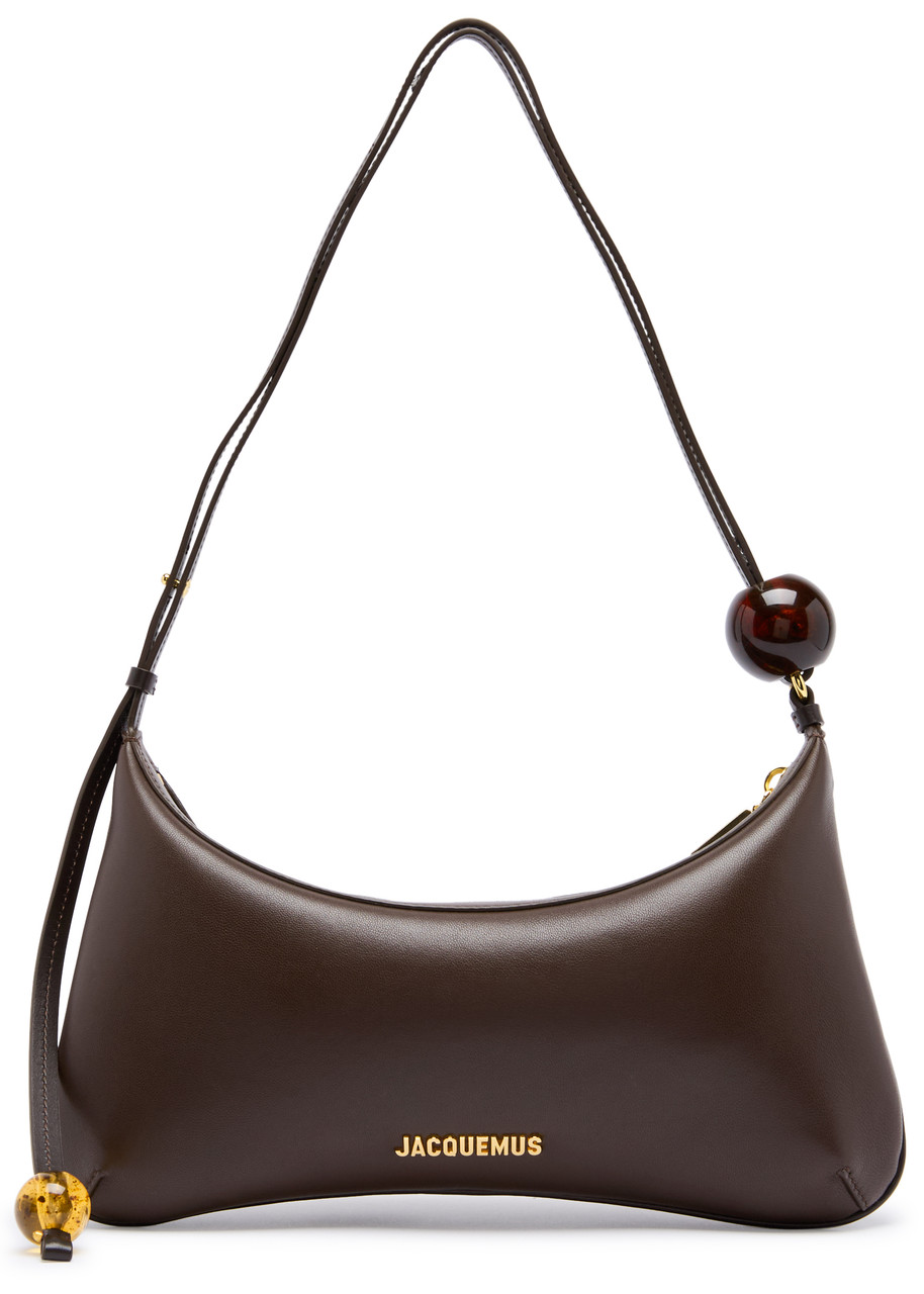Jacquemus Womens Le Bisou Perle Leather Shoulder Bag Medium Brown In Multi
