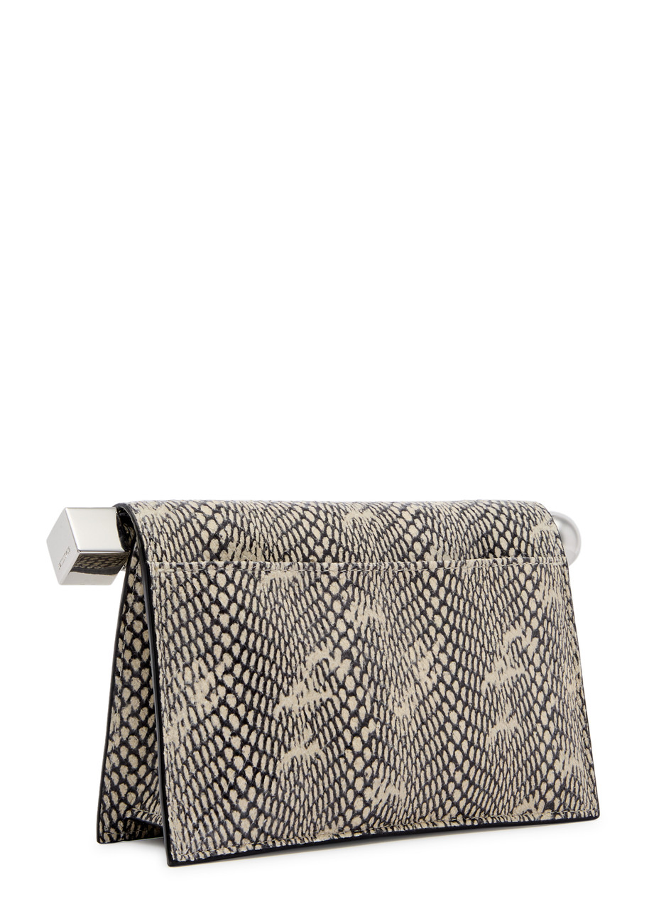 Jacquemus La Petit Pochette Rond Snakeskin-embossed Clutch Bag In Beige