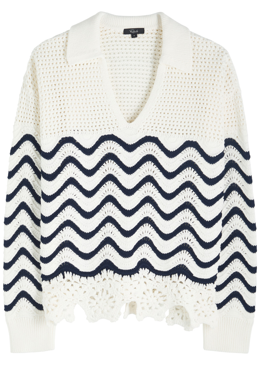 Rails Louise Wavy-intarsia Cotton Jumper In White
