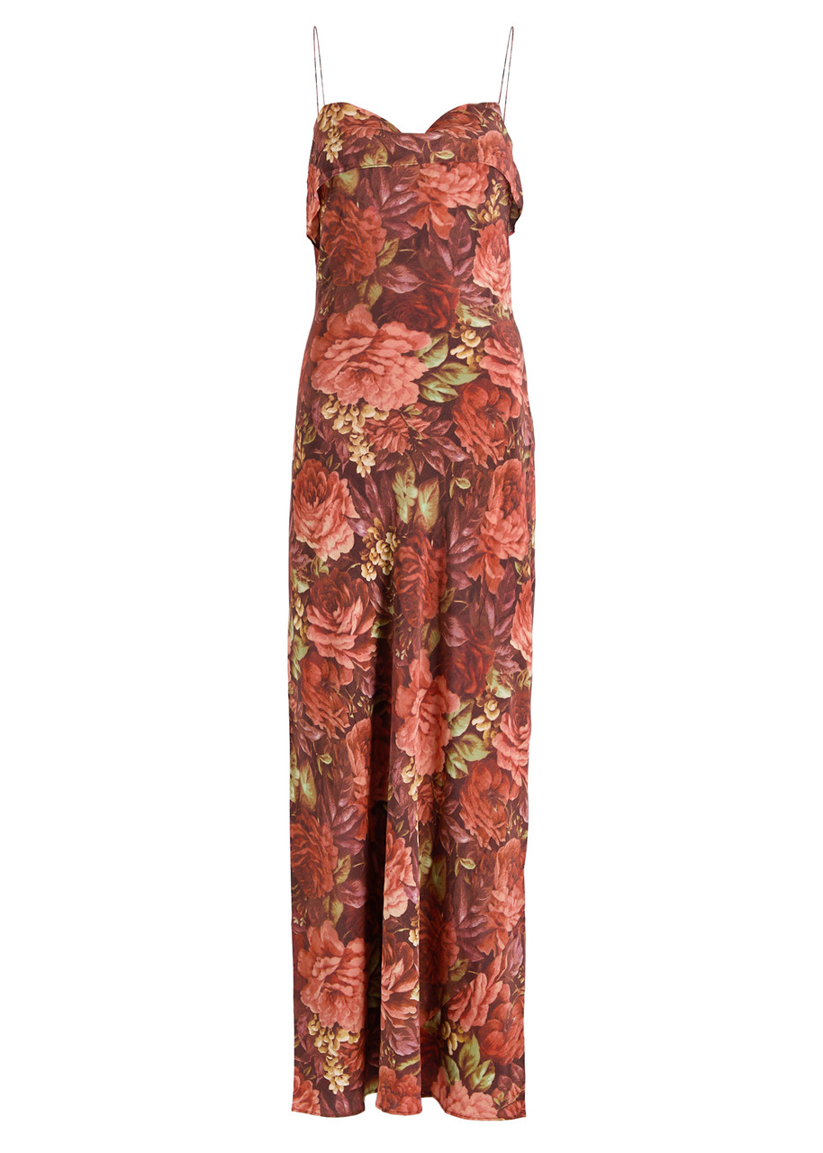 Faithfull The Brand Zelie Silk Crepe de Chine Maxi Dress - Burgundy