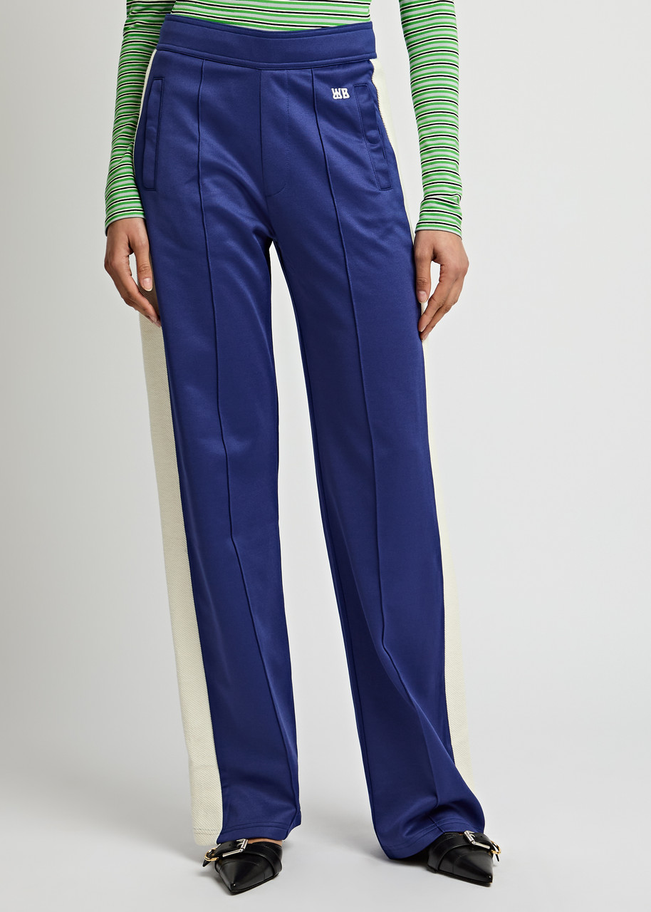 Wales Bonner Mantra Panelled Jersey Track Pants In Navy