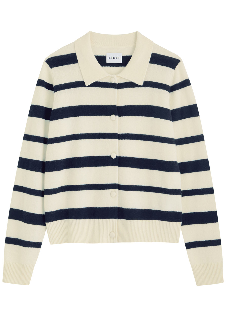 Aexae Striped Cashmere Polo Shirt