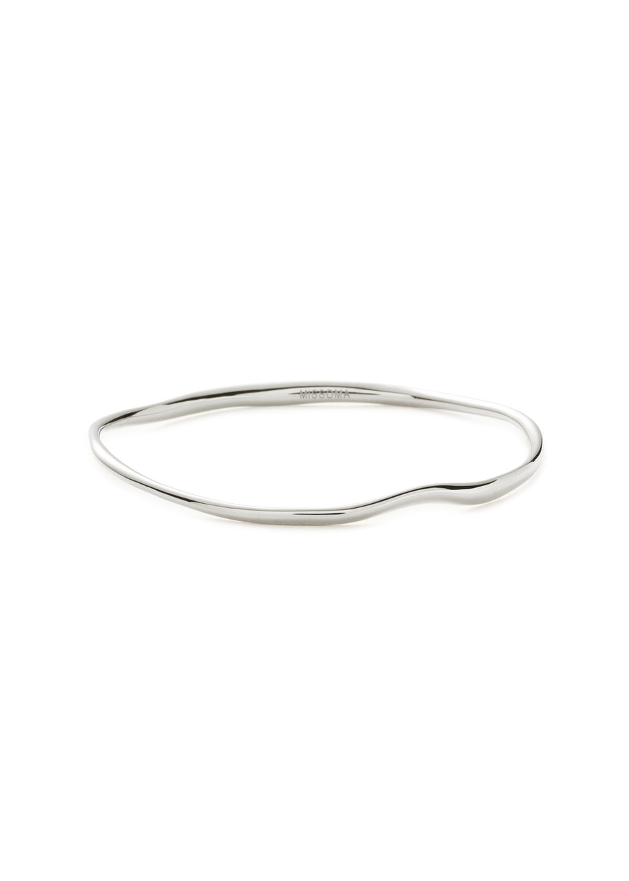 Missoma Molten Ripple Bangle Rhodium-plated Bangle In Silver