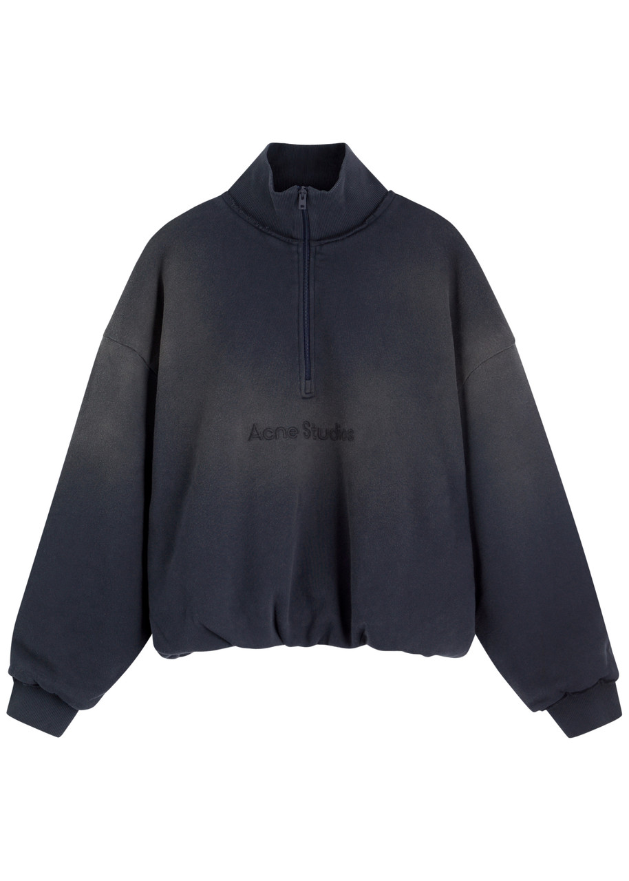 Acne Studios Vintage Effect Navy Blue Sweatshirt With Logo In Navy