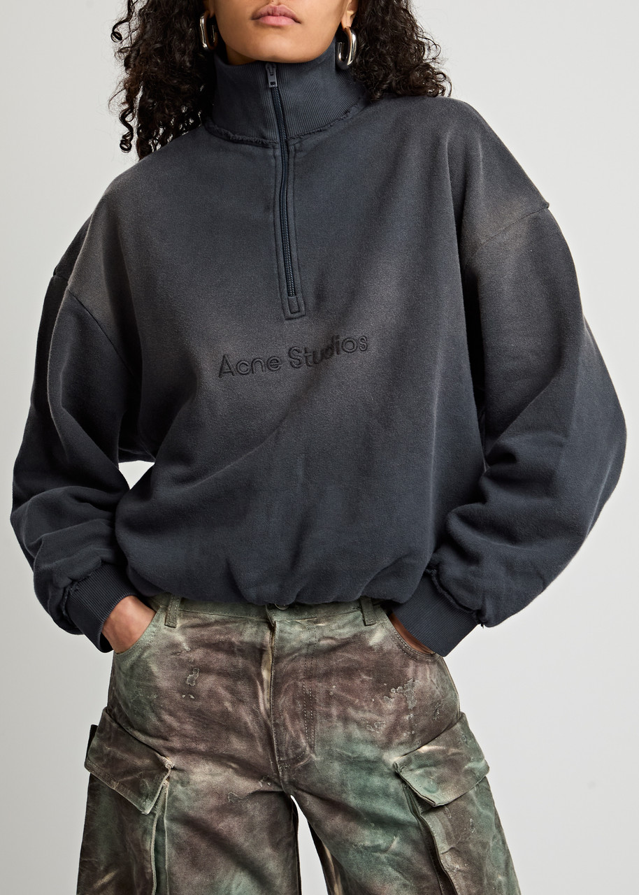 Acne Studios Vintage Effect Navy Blue Sweatshirt With Logo In Navy