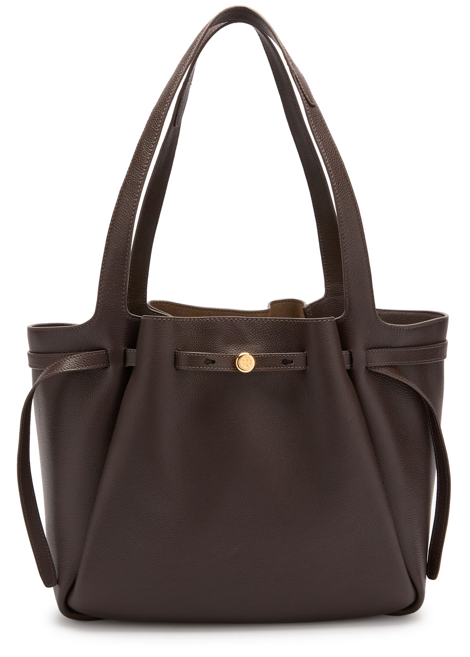 Tory Burch Romy Grained Leather Tote - Dark Brown - One Size
