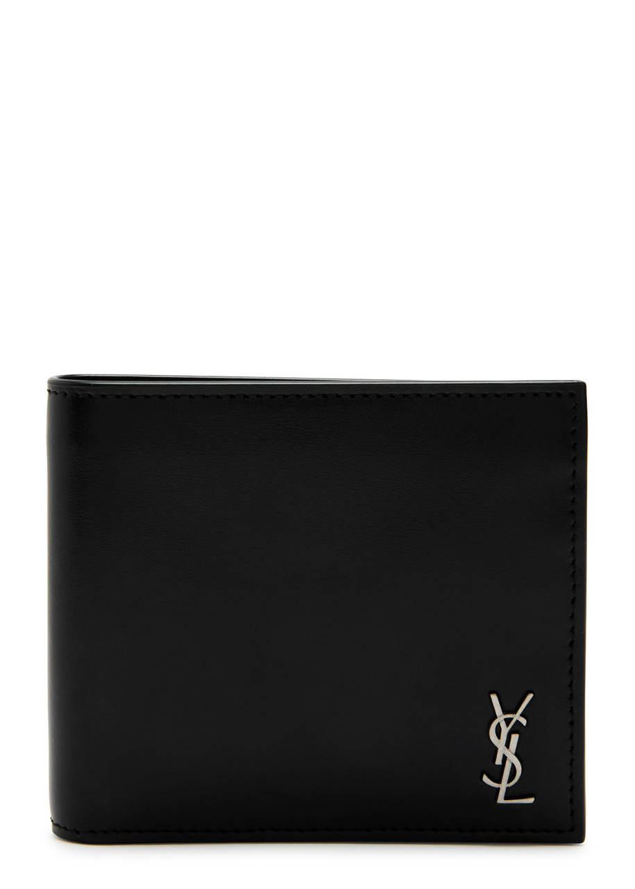 Saint Laurent Logo-plaque Leather Bi-fold Wallet In Black