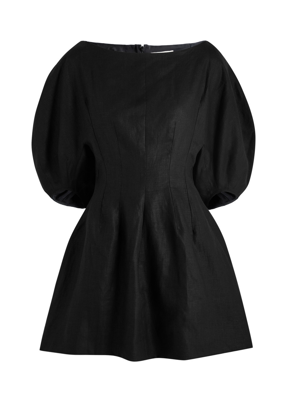 Faithfull The Brand Lowen Linen Mini Dress - Black - Xxl (UK18 / Xxl)