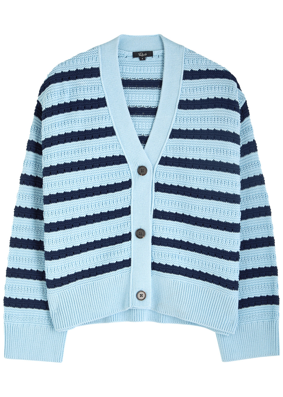 Rails Geneva Striped-intarsia Cotton Cardigan - Blue - L (UK14 / L)