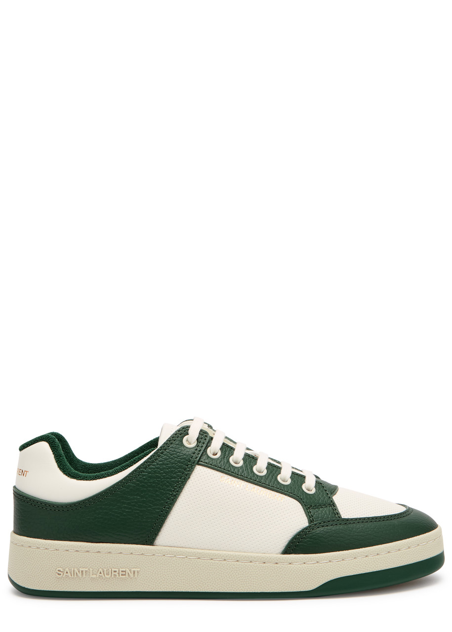 Saint Laurent Multicolor Snekers In White And Green