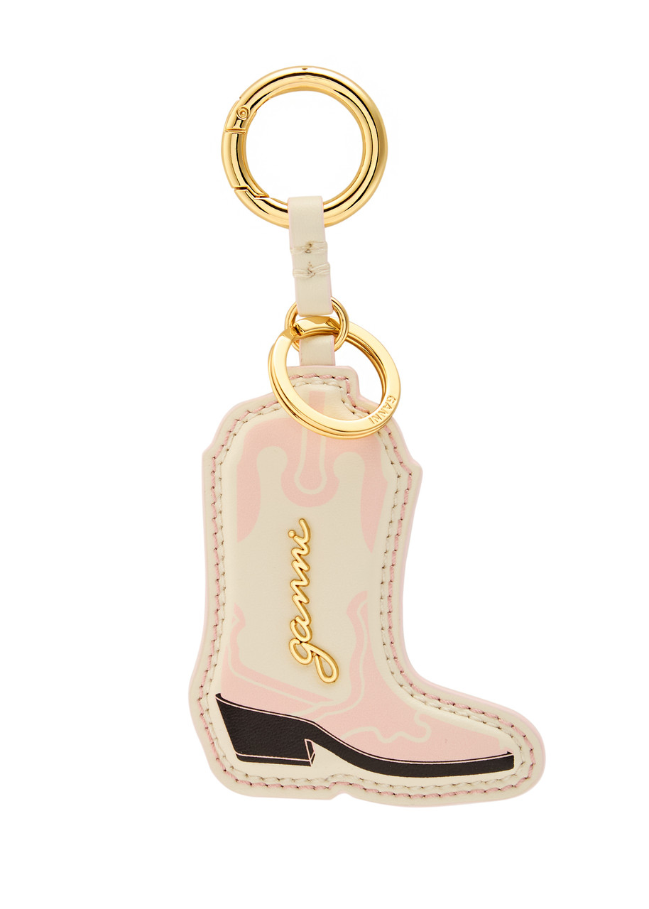 Ganni Western Boot Leather Keyring - Pink - One Size