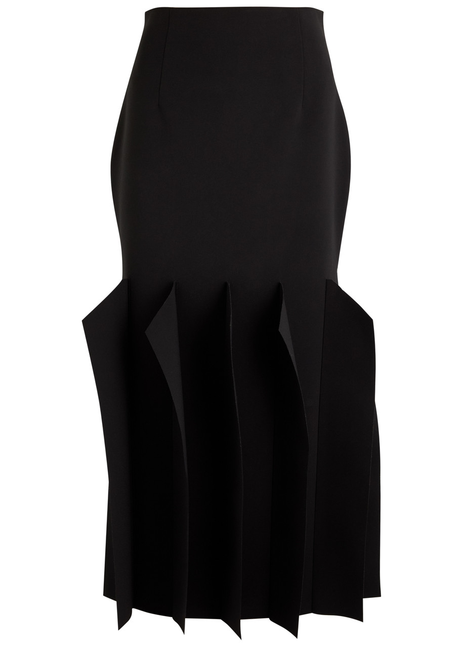 A.w.a.k.e. A.w.a.k.e Mode Panelled Crepe Midi Skirt In Black
