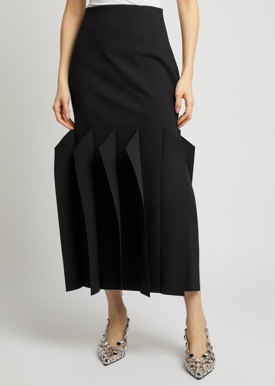 A.w.a.k.e. A.w.a.k.e Mode Panelled Crepe Midi Skirt In Black