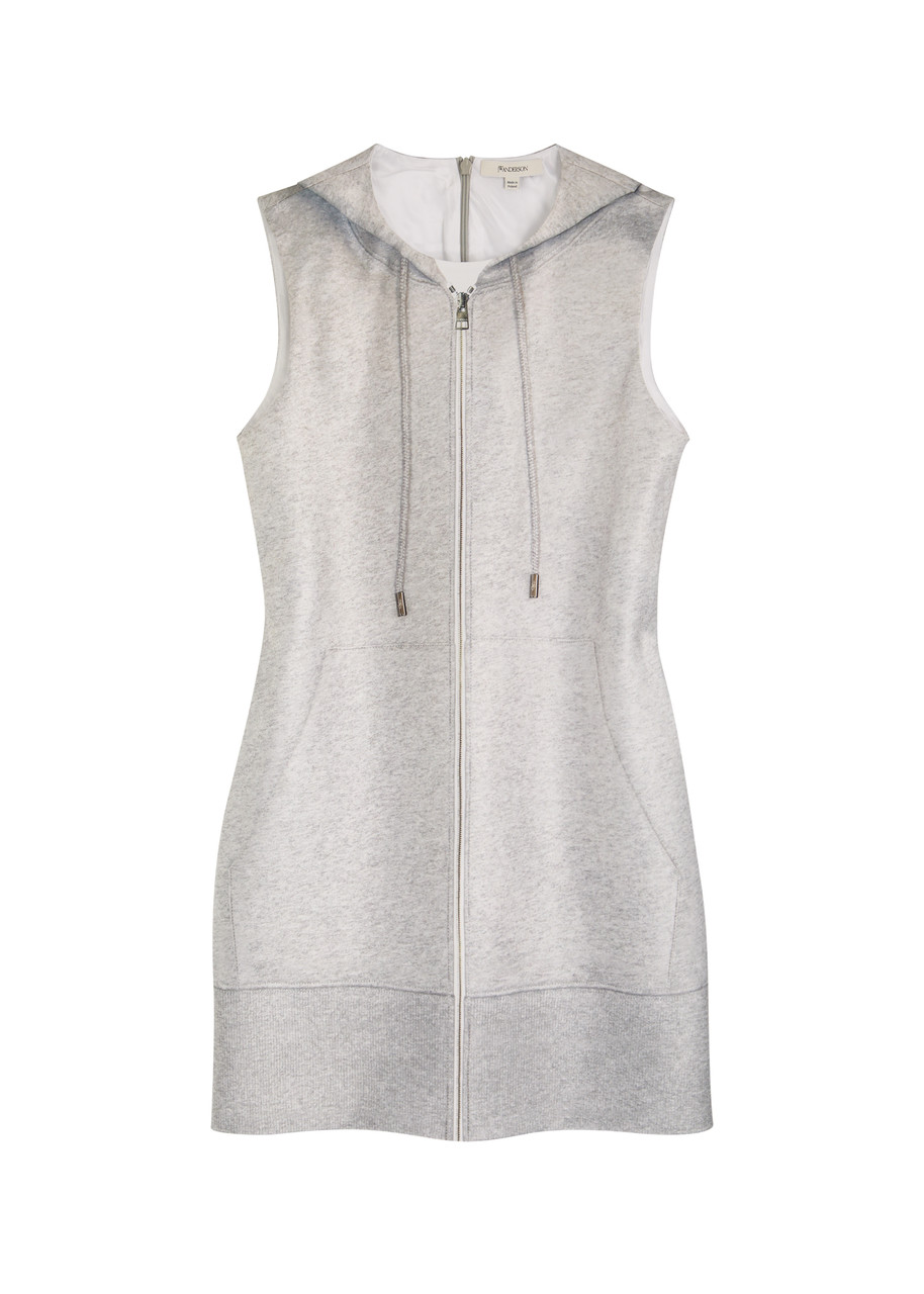Jw Anderson Zipped Hoodie Mini Dress In Grey