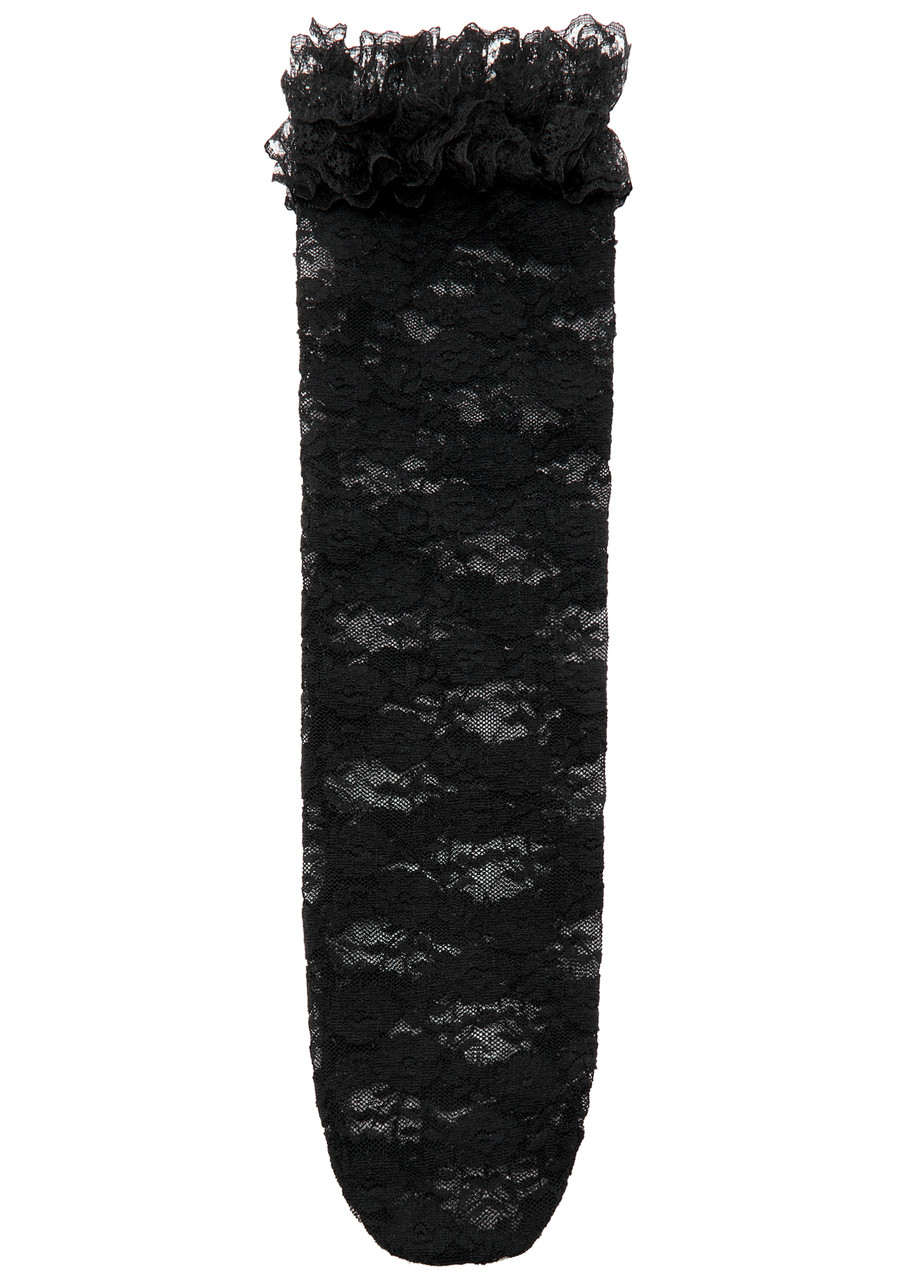 Self-portrait X Christopher Kane Ruffle-trimmed Lace Socks In Black