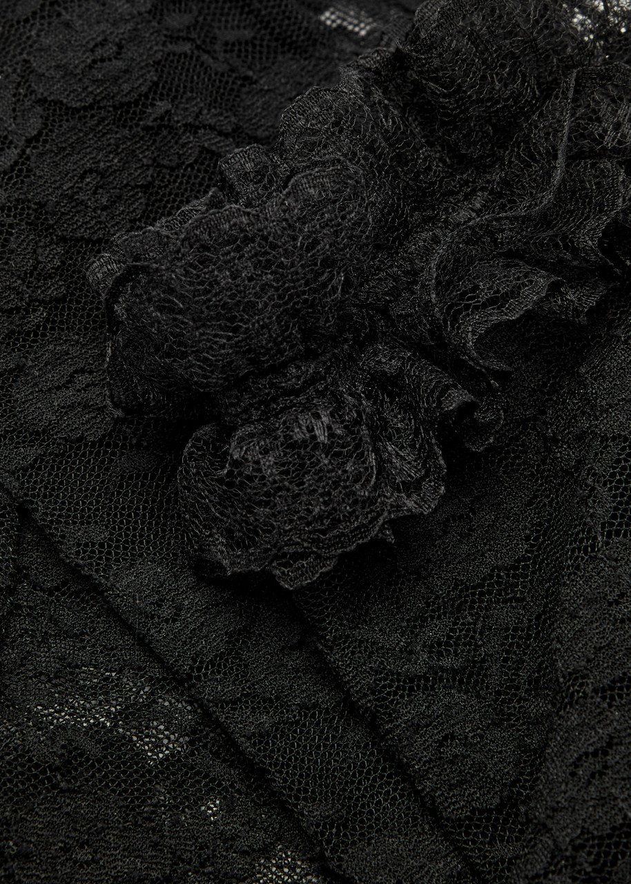 Self-portrait X Christopher Kane Ruffle-trimmed Lace Socks In Black