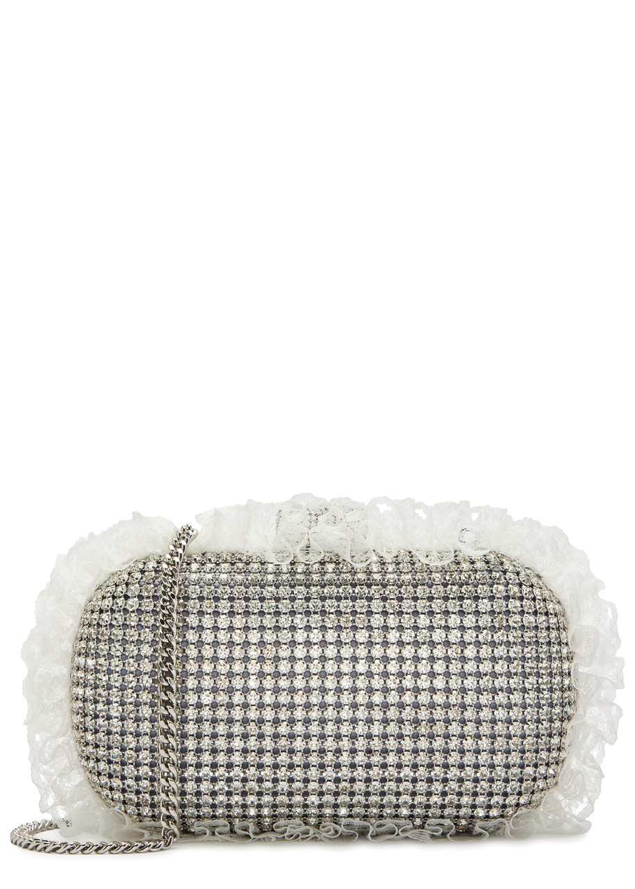 Self-portrait X Christopher Kane Lace and Crystal-embellished box Clutch - Silver - One Size