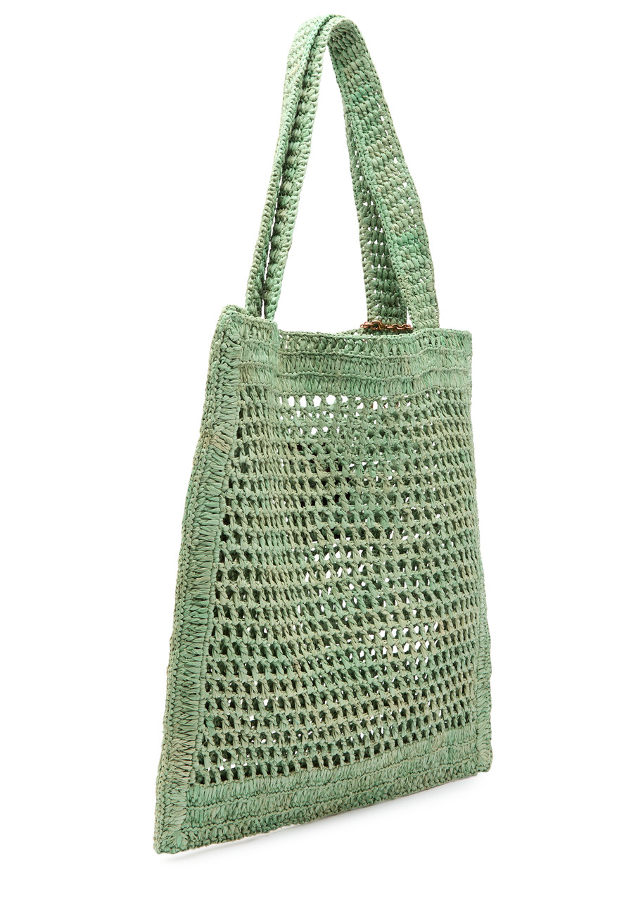 Chloé Chloe Women Green Raffia Estate Banana Shopping Bag In Green