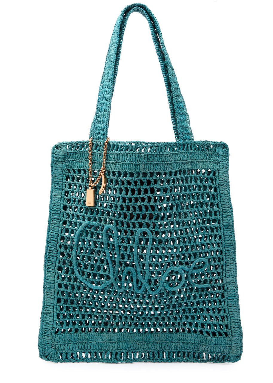 Chloé Women's Summer Banana Raffia Tote Bag In Blue