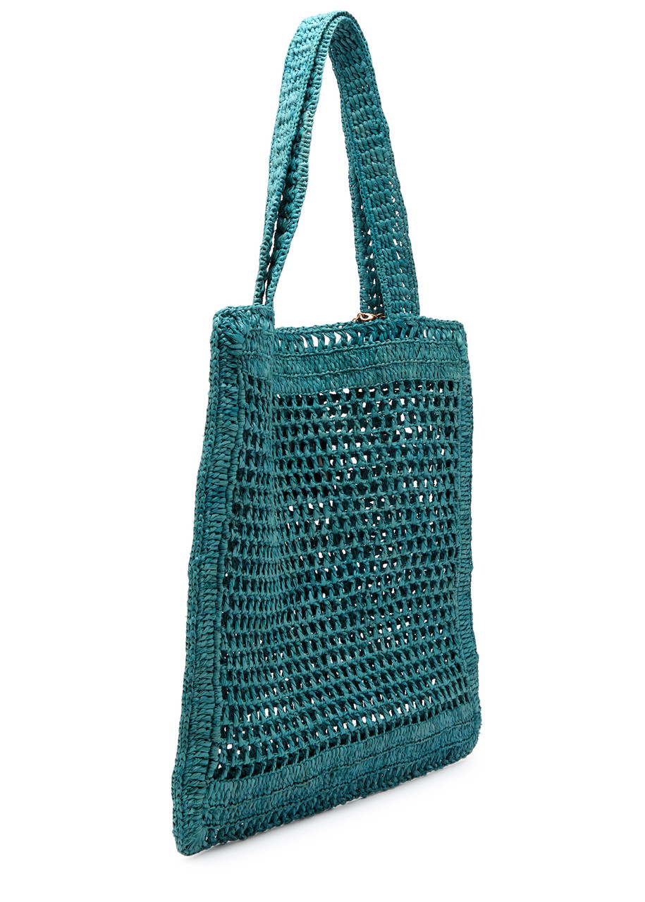 Chloé Women's Summer Banana Raffia Tote Bag In Blue