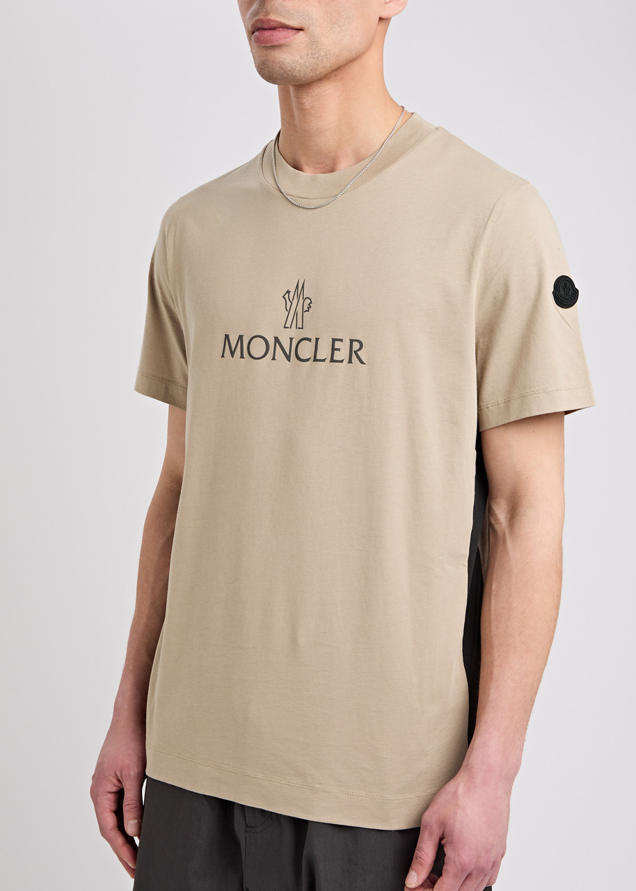 Moncler Logo-print Jersey T-shirt In Neutral