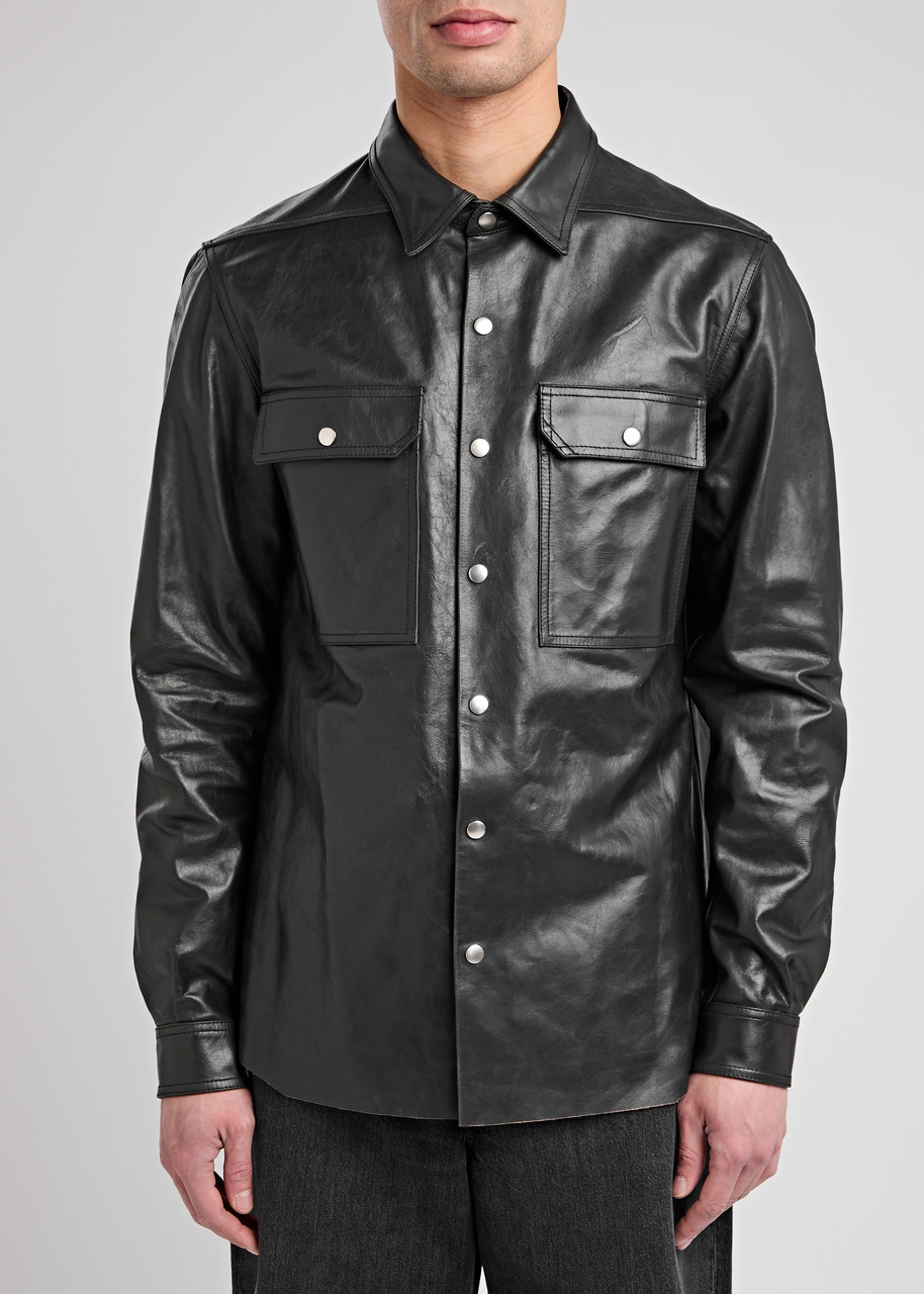 Rick Owens Black Jacket With Patch Pockets On The Chest In Cotton Blend Man In Black