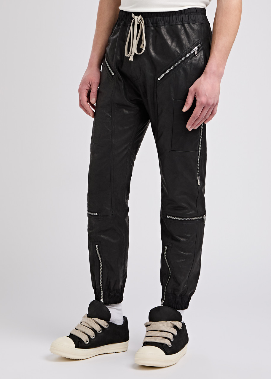Rick Owens Headon Leather Sweatpants In Black